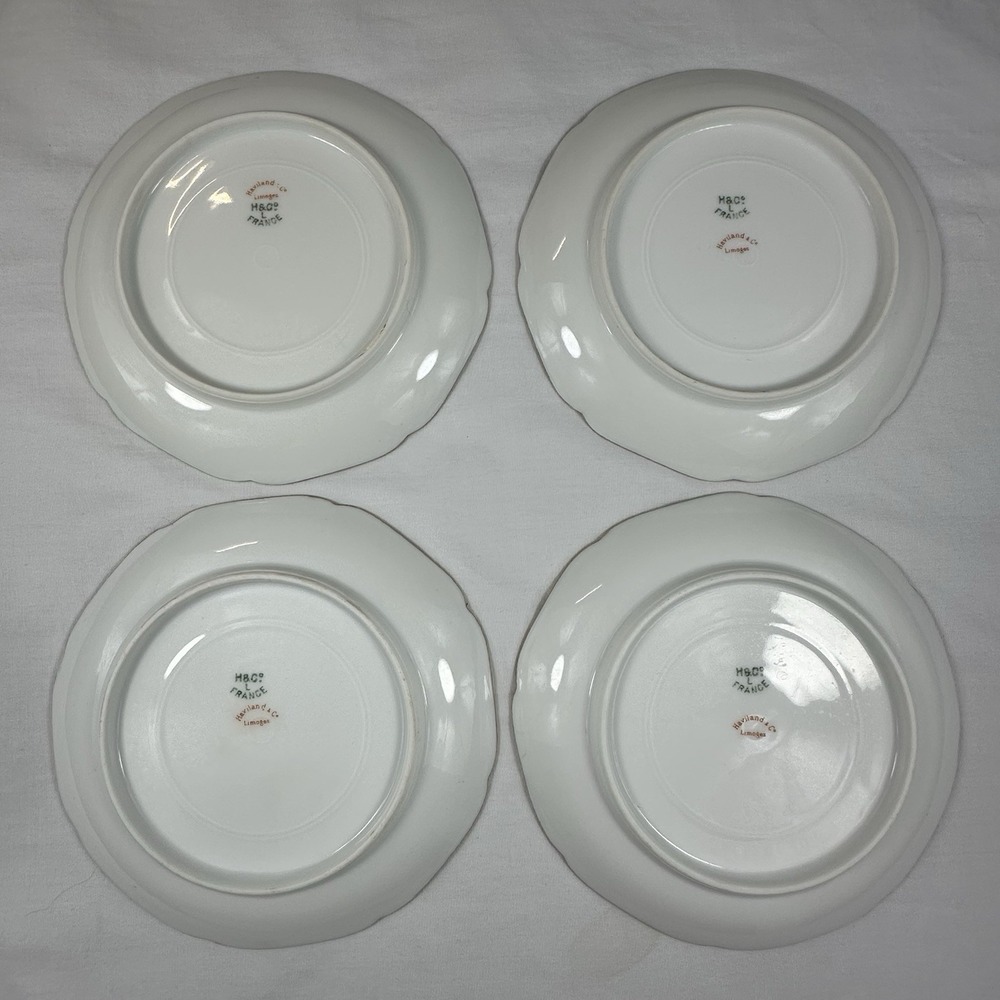 4 Antique Haviland Limoges Rose & Gold Bread Plates 6.25" Grandmillenial Shabby - Picture 7 of 16